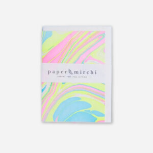 Handmarmorierte-Grusskarte-Marble-Neon-Baumfrei-Paper-Mirchi